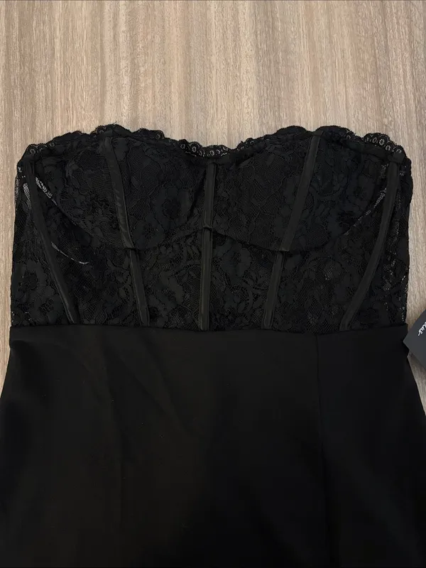 Lulu’s Strapless Lace Corset Midi Dress Women Size Large Black - Image 4