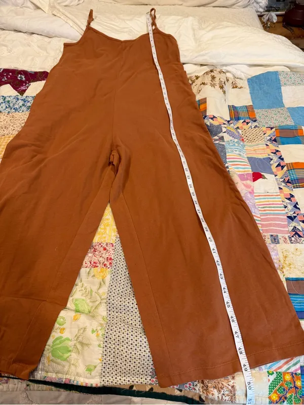 Coyuchi Solstice Organic Cotton Wide Leg Romper Jumpsuit Rust Small yoga soft - Image 6