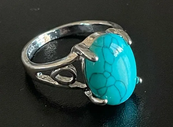 Turquoise stone S925 silver statement ring size 8 - Image 2