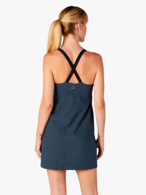 Beyond Yoga Spacedye Move It Dress Navy Blue Crisscross Back Size Small - Image 2