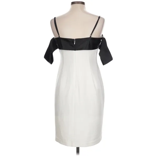 Alex Marie Cleo Dress Womens 10 White Black Bow Sheath Mini Bridal Wedding party - Image 3