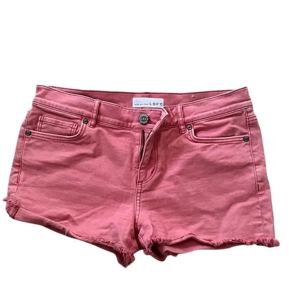 LOFT Women's Pink Cut-Off Jean Shorts Size 26 Frayed Hem - Image 7