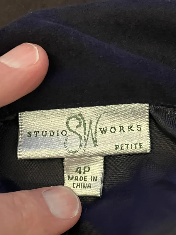 Studio Works Jacket Womens 4P Purple Faux Suede Zip Front Lined Pockets Petite - Image 6