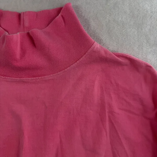 Vtg 90s L Large Mock Neck Long Sleeve‎ Shirt B'ZRQ Hot Pink Grunge Skater Edgy - Image 4