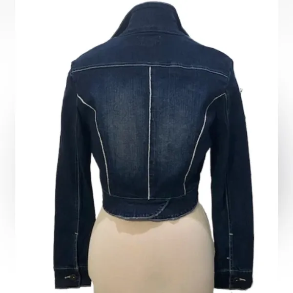 Baby Phat Vintage Tailored Cropped Denim Jacket w/ Embroidery & Scallop Hem - Image 3