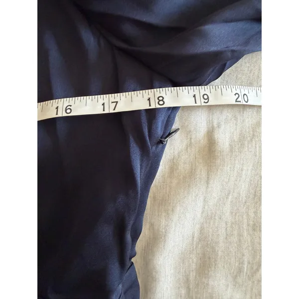 NWT Quince Silk Dress Women Size S Navy Blue V-Neck Puff Sleeve Washable Silk - Image 10