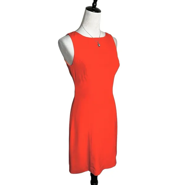 Hugo Buscati Silk Sheath Dress Orange Sleeveless Cocktail Wedding Guest Size‎ 4 - Image 2