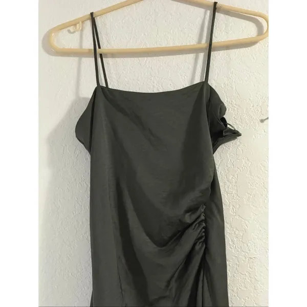 Zara Satin Slip Midi Dress Dark Green Size S sexy date night - Image 2