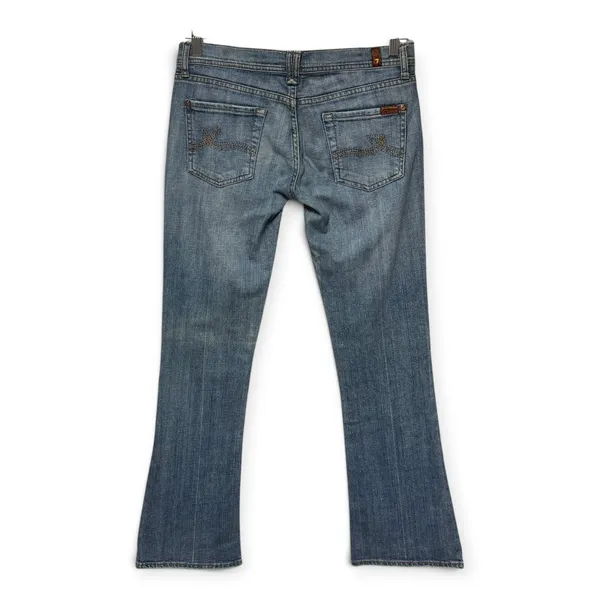 7 for all Mankind Rocker Silhouette Low Rise Medium Wash Jeans Flare Bootcut 28 - Image 3