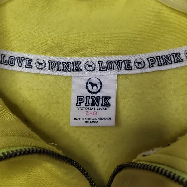 PINK - Victoria's Secret quarter zip yellow pullover sweatshirt sz Large - Image 4