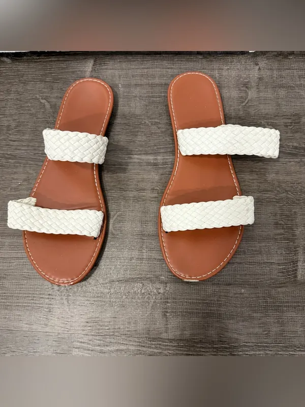 White and Brown Sandals Size 11 - Image 4