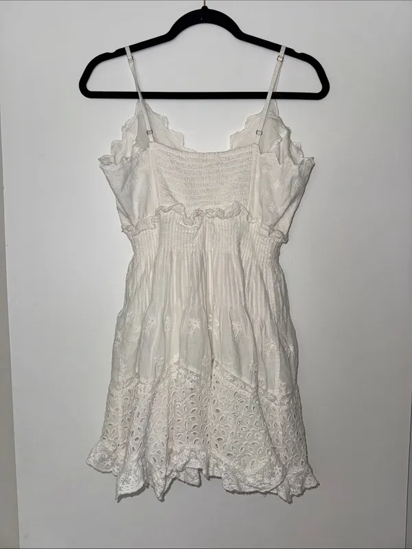 LoveShackFancy Azar Cotton Bandana Eyelet Mini Dress Size Medium - Image 7