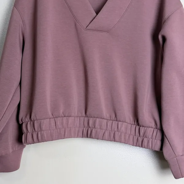 Old Navy Active Sweatshirt Women XL Mauve Fleece Relaxed Pastel Layer Gym Fall - Image 4