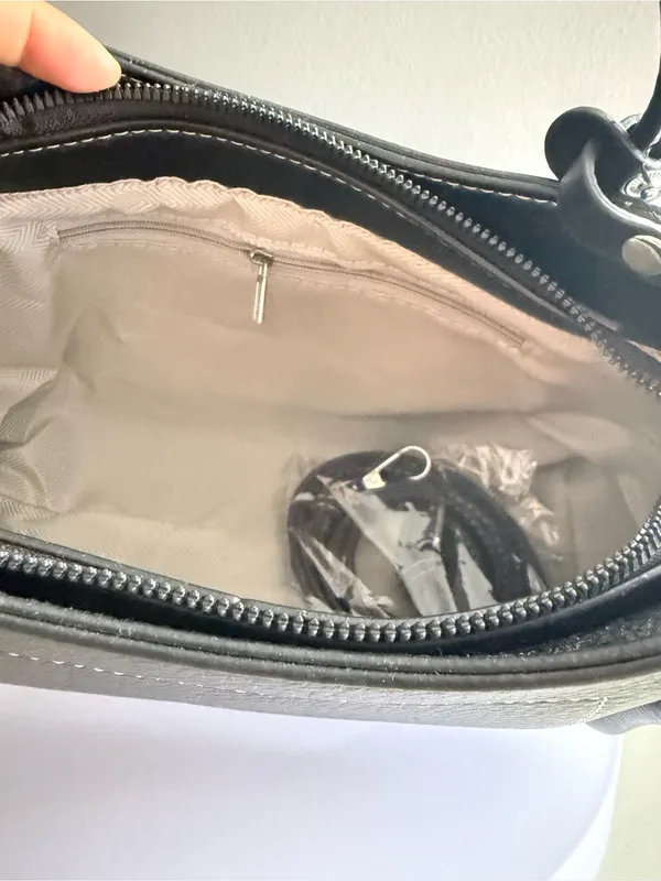 Classic Black Structured Faux Leather Tote Bag - Women's Handbag - Image 3