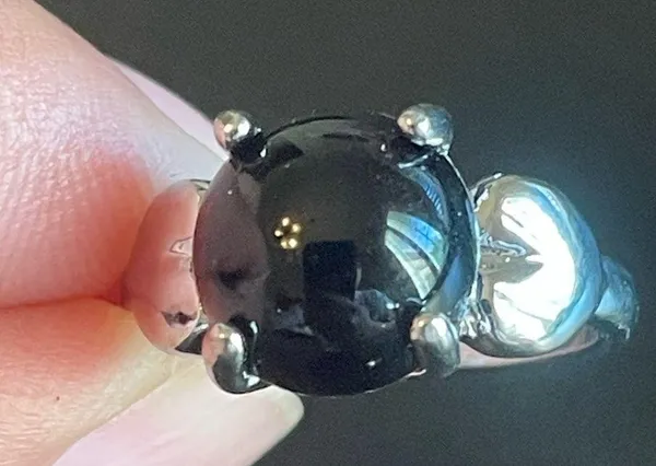 Black agate S925 silver ring size 7.75 - Image 6