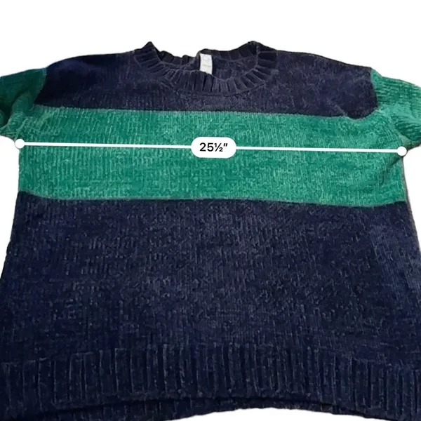 Offline by aerie Navy Blue & Green Long Sleeve Crewneck Chenille‎ Sweater Sz L - Image 10