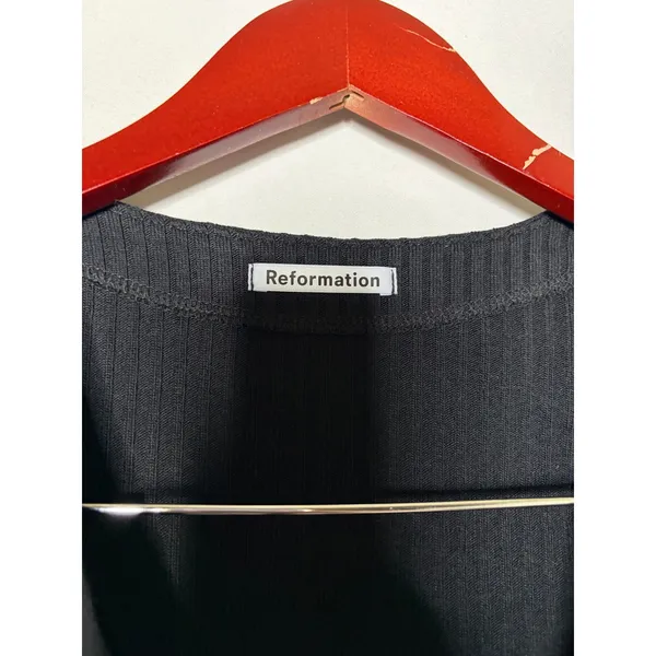 Reformation Gellar Knit Crop Top Black Sz S - Image 2
