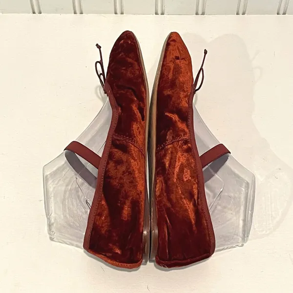 Loeffler Randall Ballet Flat Womens 8 Rust Velvet Mary Jane Bow Leonie Shoes - Image 4
