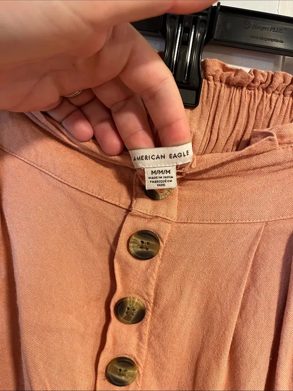 American Eagle Linen Blend Paperbag Pants in Pink Size Medium - Image 3