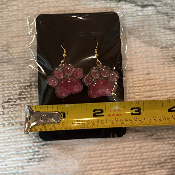 Cat Paws‎ Dangle Earrings Pink - Image 3