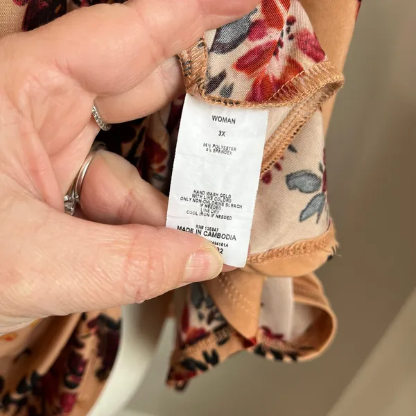 Cocomo Peach Orange Floral Tulip Sleeve‎ Tunic Blouse Plus Size 3X - Image 5