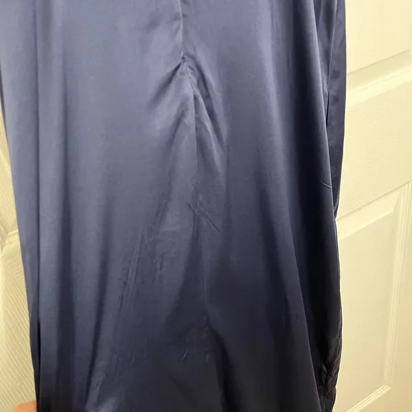 AQUA Strapless Navy Blue Ruffle Maxi Dress | size XL - Image 6