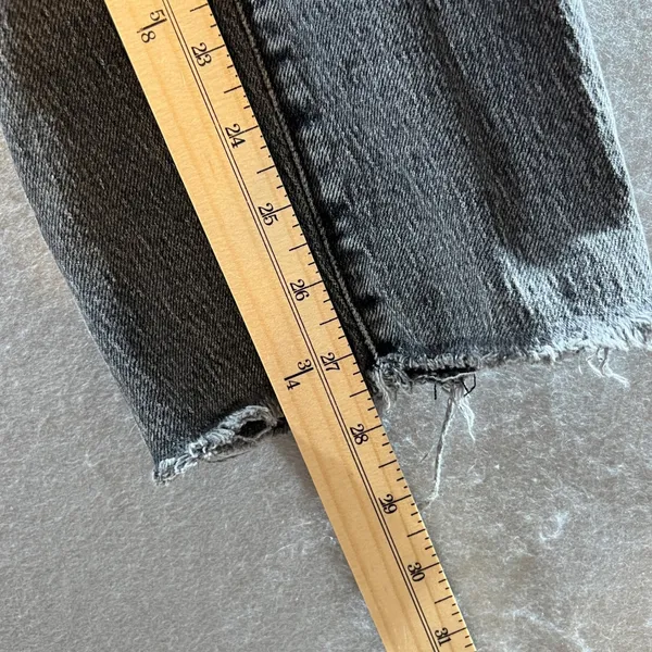 886 | Madewell Curvy Perfect Vintage Straight‎ Jeans Black Raw Hem Womens 23 - Image 7