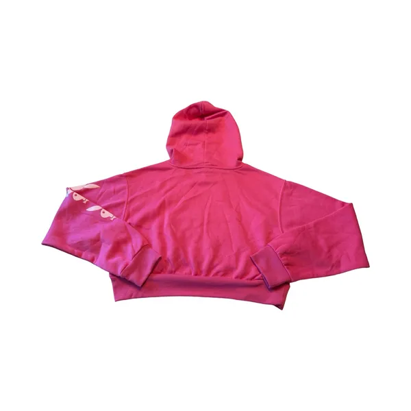 Playboy Womens Hot Pink Cropped Hoodie Embroidered Logo Bunny Sleeve Large NWT - Image 5