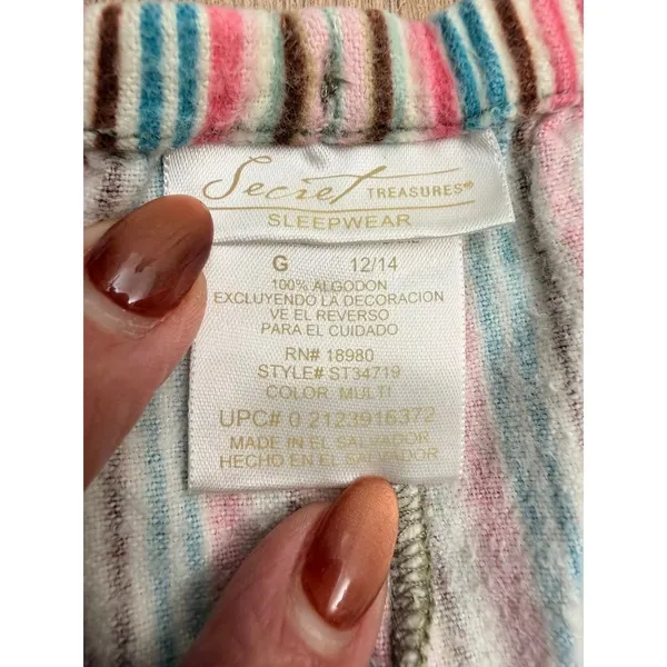 Secret Treasures 100% Cotton Striped Pajama Pants L‎ Multi Color Sleepwear - Image 3