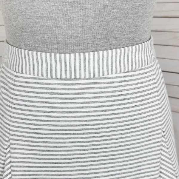 Michael Michael Kors Striped Knit Panel A-line‎ Skirt White Grey 4 - Image 5