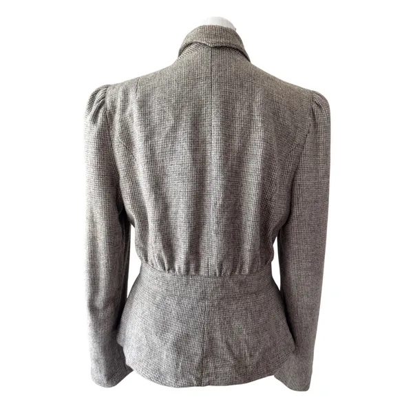 Vintage ‘80s Peabody House Gray Beige Wool Blend Belted Single Breasted Blazer - Image 5