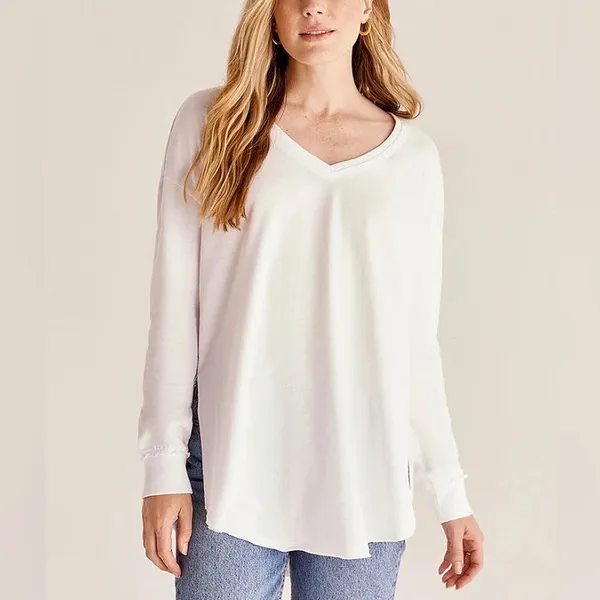 Z Supply weekender vneck sweater long sleeve tee pullover longline sweatshirt - Image 2