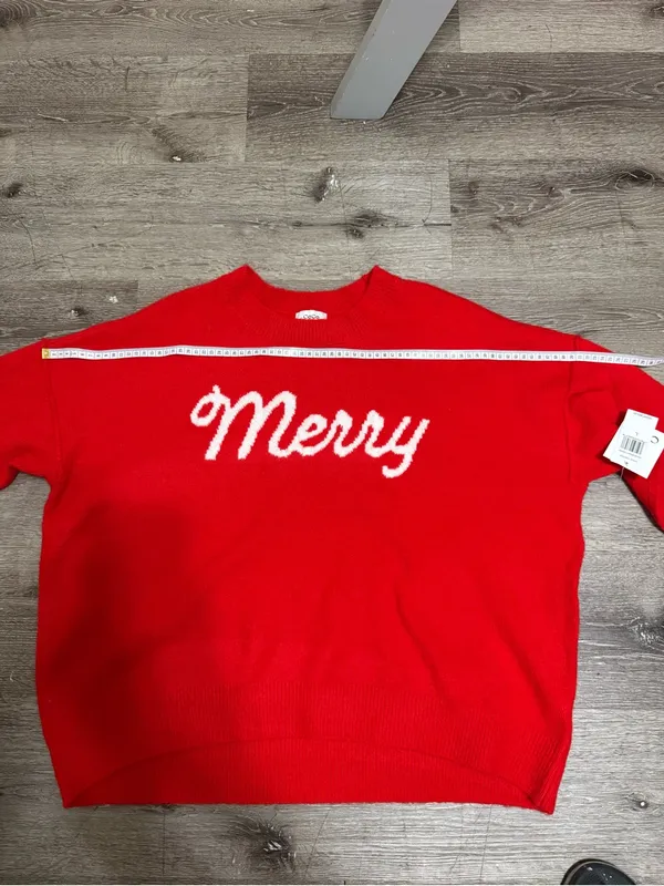 CeCe Merry Christmas Sweater Red White Holiday Pullover NWT Size L - Image 3