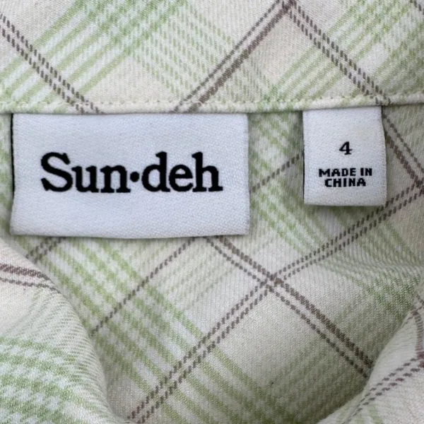 Aritzia Sunday Best Sun-deh Alice Blouse Green Plaid Women Size 4 - Image 3