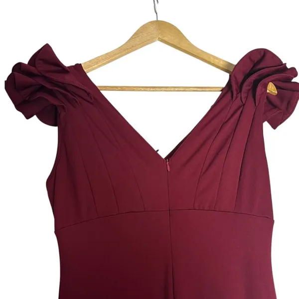 Amazon Women's‎ L Ruffled Cap Sleeve Maxi Dress Maroon Red Maxi Eveningwear - Image 5