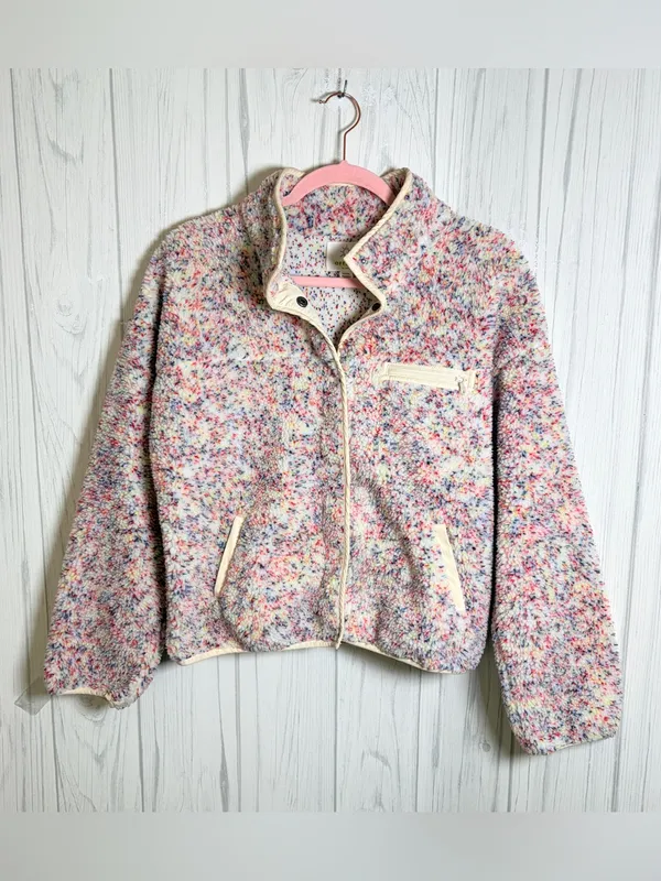 OFFLINE by Aerie Multicolor Speckled Sherpa Snap-Front Fleece Jacket, XS - Image 4