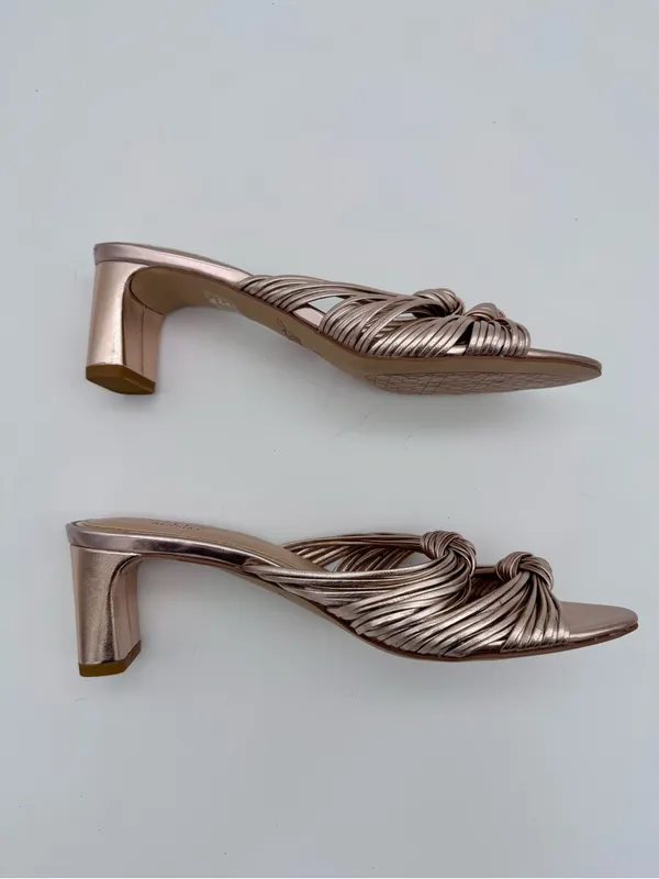 Jewel Badgley Mischka Cheryl Metallic Leather Block Heel Sandals Rose Gold 8 - Image 9