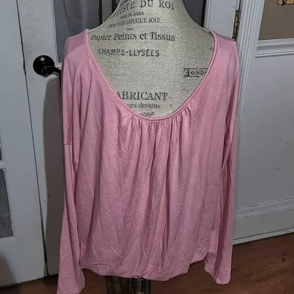 Maeve Anthropologie Womens Pink Scoop Neck Blouse‎ Shirt Top XL - Image 2