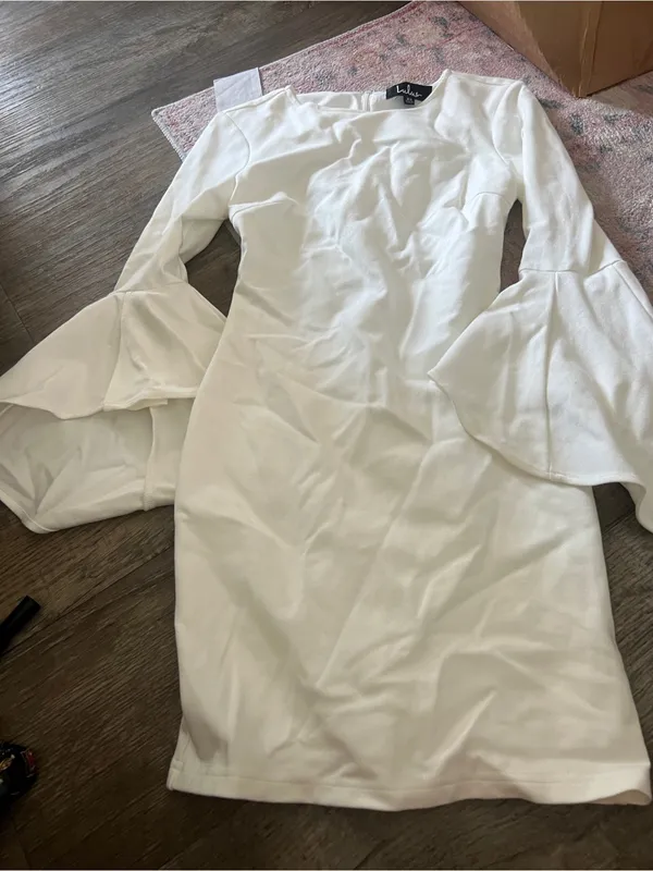 lulus white bodycon bell sleeve dress - Image 11