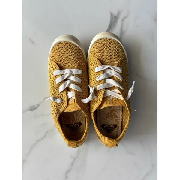 Roxy Bayshore Knit Slip On Sneakers Mustard Yellow Boho Beachy Size 6M - Image 7