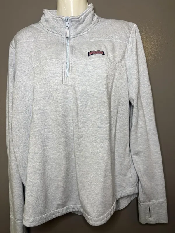 Vineyard Vines Shep Shirt Sweatshirt Womens XL Gray 1/4 Zip Fleece Pullover - Image 2