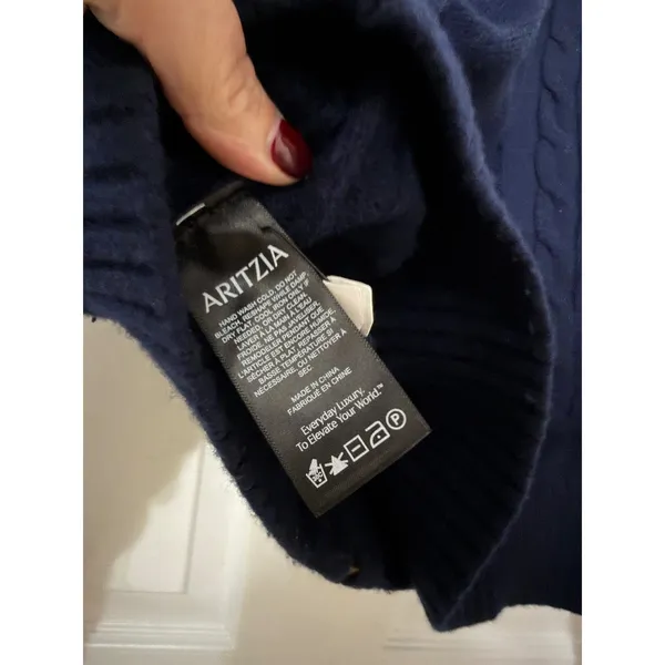 Aritzia Sunday Best Octavia Navy Blue Cable Knit Zip Cropped Hoodie Sweater XS‎ - Image 8