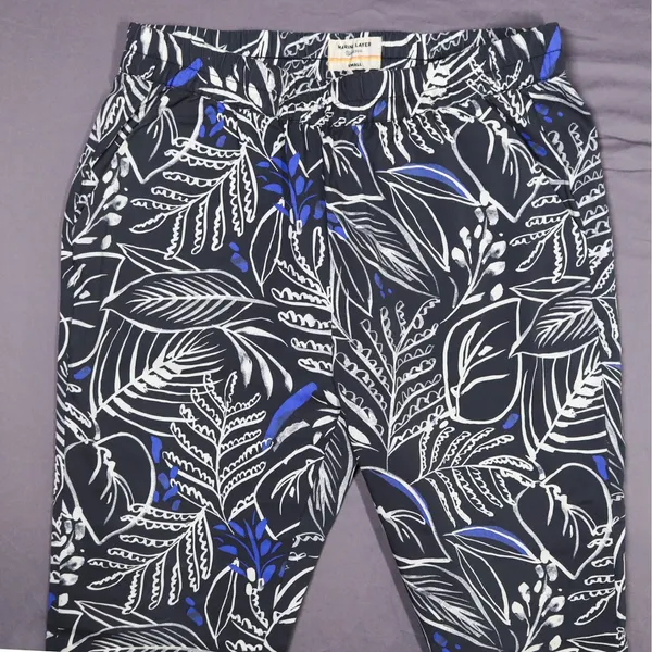 Marine Layer Allison Tropical Print Re-Spun Pull On Pants Women Small Black‎ - Image 3
