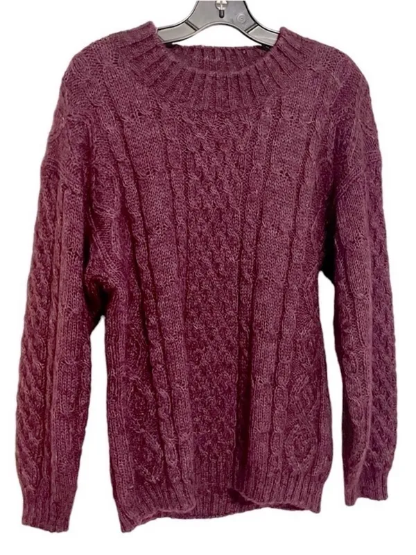 Paris Sport Club Mohair Cable knit Sweater Berry Cottagecore SZ M 90’s Y2K - Image 2