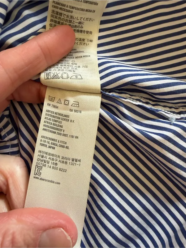Abercrombie & Fitch Y2K Blue Striped Fitted Button Down Shirt M - Image 7