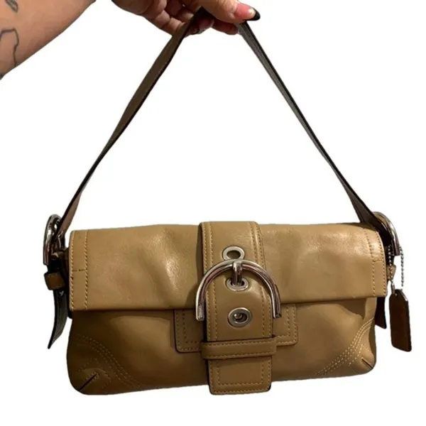 Vintage COACH Y2k Soho Saddle Tan Flap Shoulder Bag - Image 3