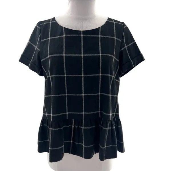 Sézane Naya Flannel Black White Check Blouse Sz‎ 36 US 4 - Image 3