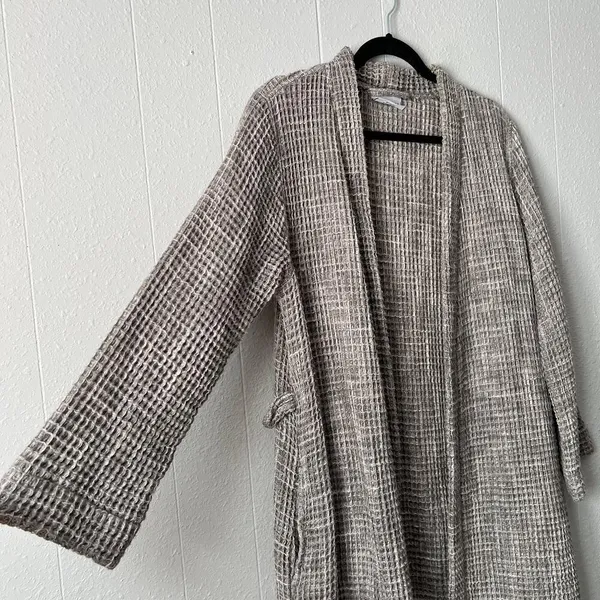 Parachute Robe Womens Small Waffle Knit Open Front 100% Cotton Breathable Cozy - Image 5