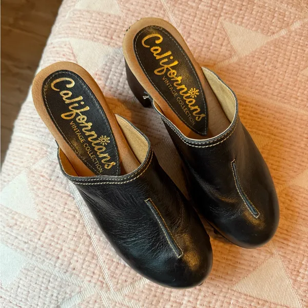 Black Leather Clogs Size 8 - Image 3