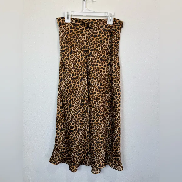 2bella Leopard Print Satin Midi Dress Size M | Animal Print Slip Skirt - Image 3